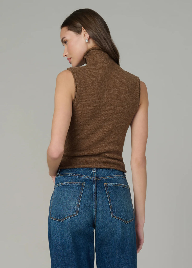 The Stevie Sleeveless Roll Neck Sweater Cinnamon