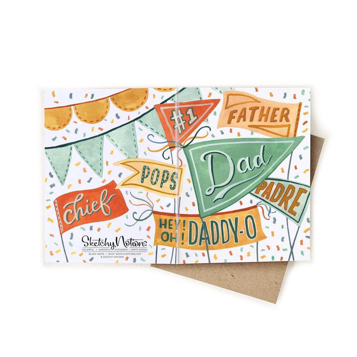 Father's Day Pennants Wrap Card - JoeyRae