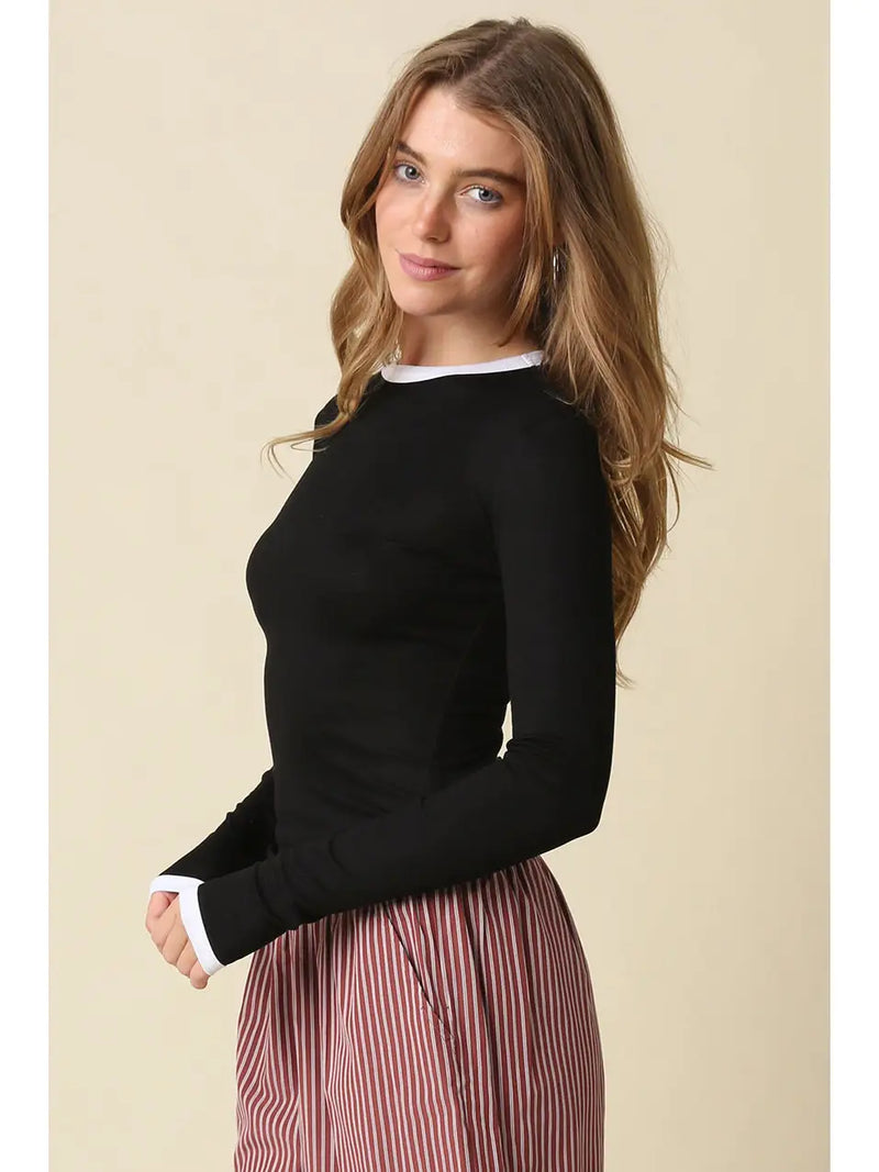 Kendall Contrast Trim Top - JoeyRae