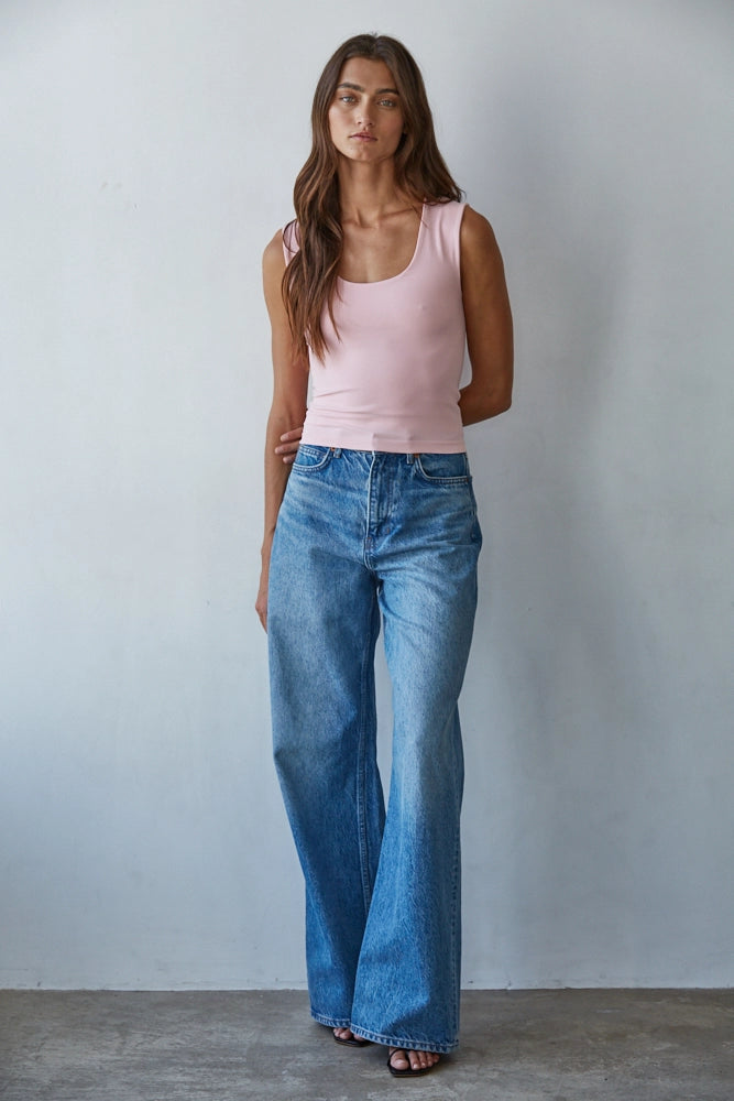 Pink Double Layered Seamless Top - JoeyRae