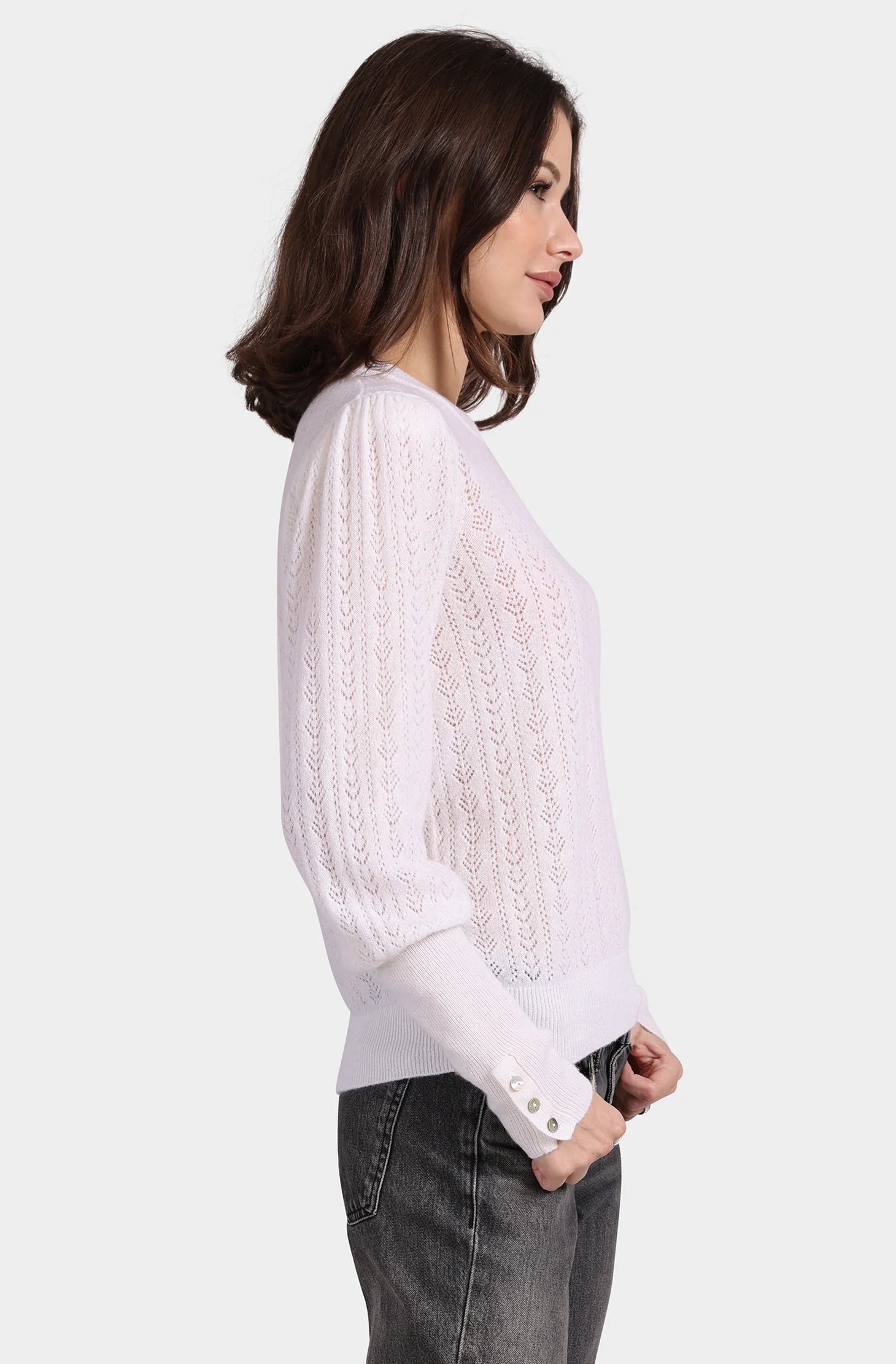 Cashmere Blousant Sleeve Crew Neck Pullover - JoeyRae