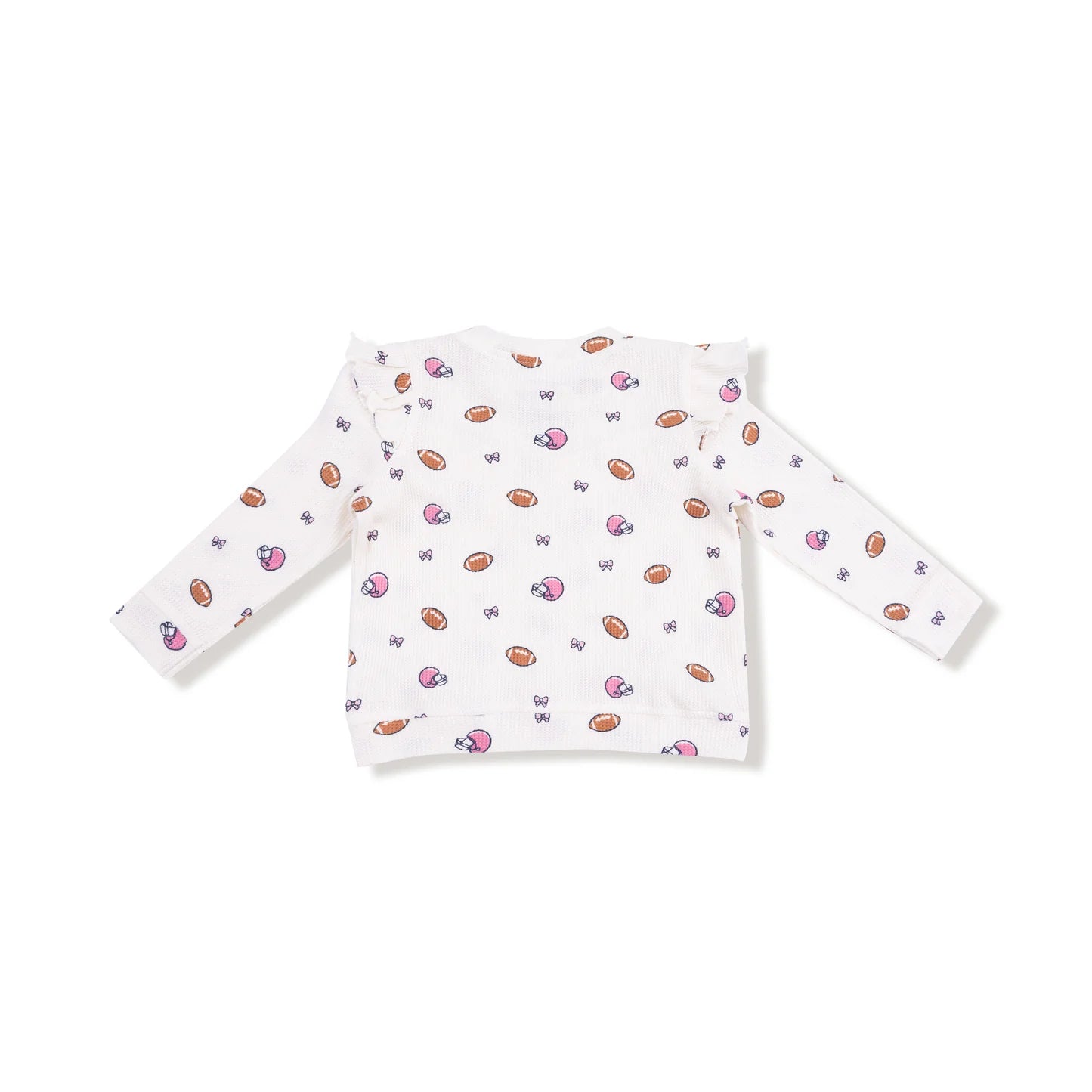 Footballs and Bows Waffle Top and Flare Set