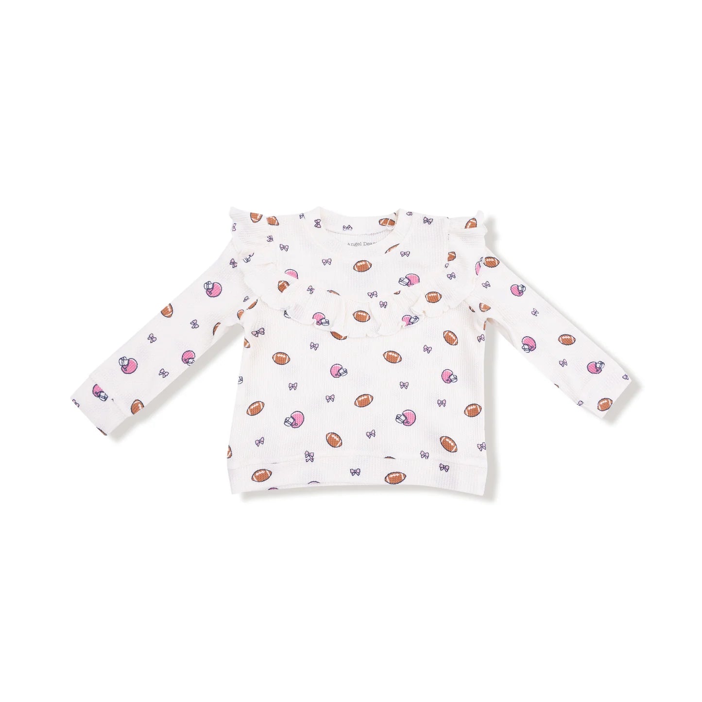 Footballs and Bows Waffle Top and Flare Set