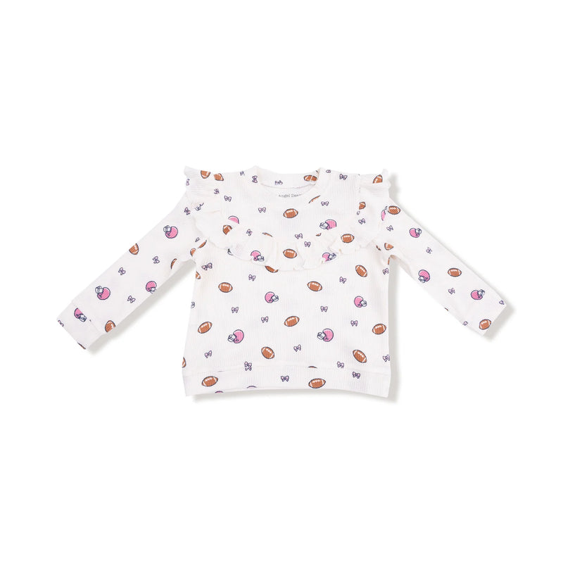 Footballs and Bows Waffle Top and Flare Set