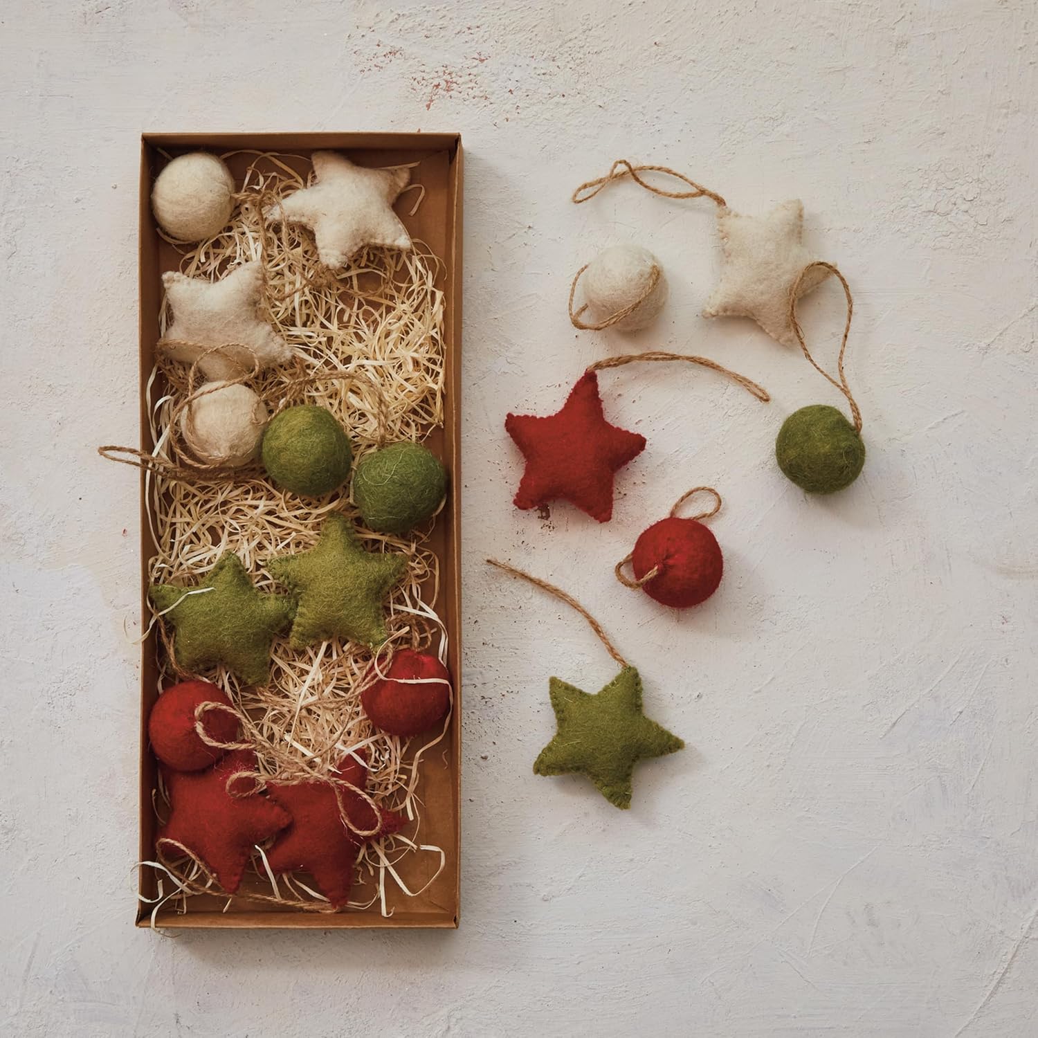 Set Wool Felt Ball and Star Ornaments - JoeyRae