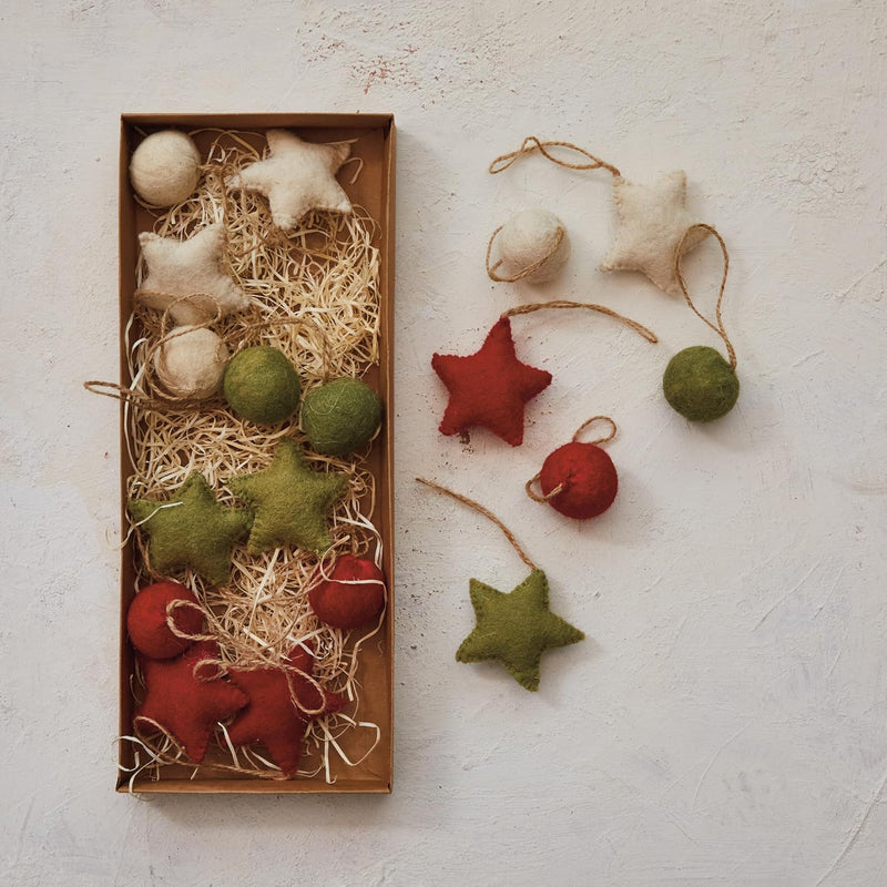 Set Wool Felt Ball and Star Ornaments - JoeyRae