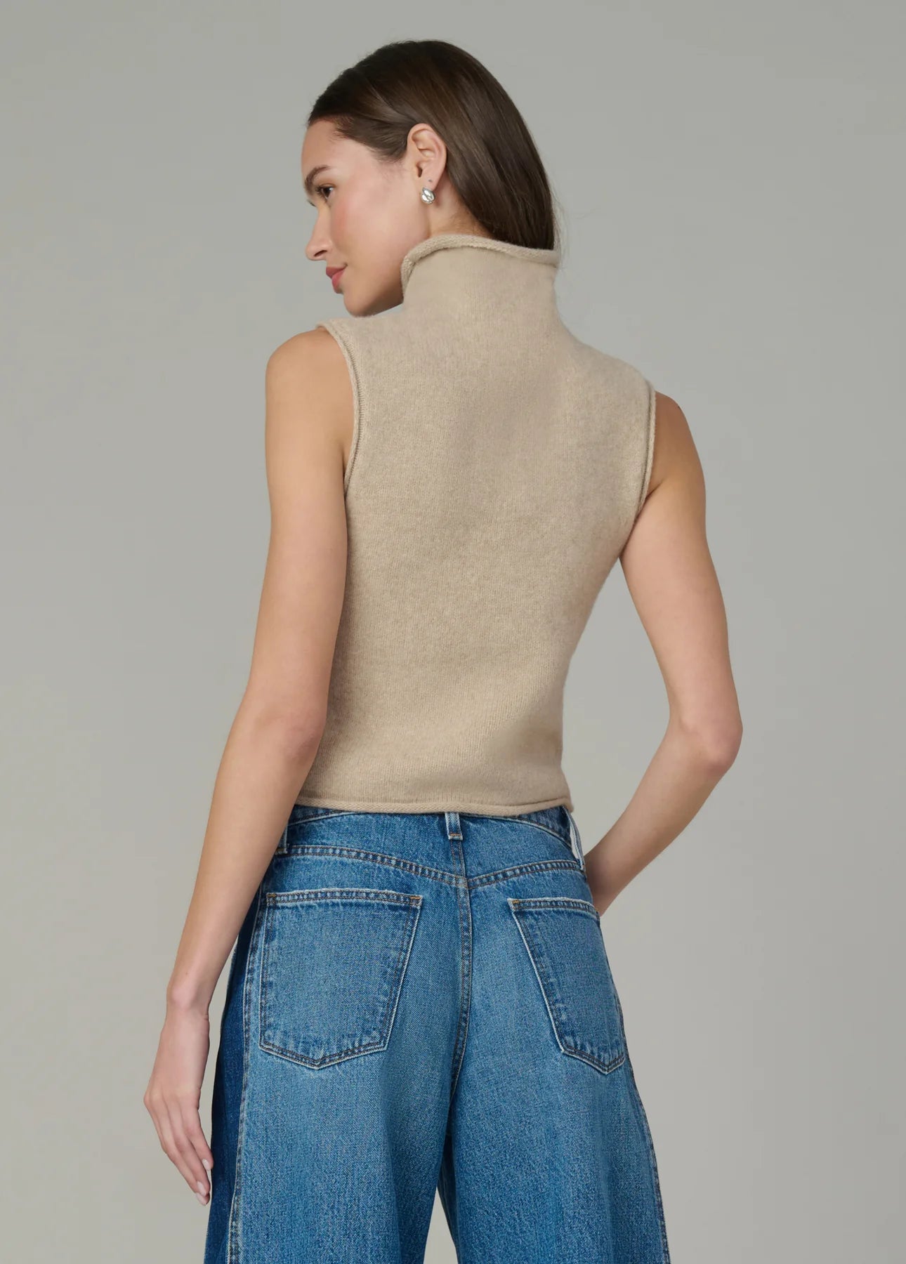 The Stevie Sleeveless Roll Neck Sweater Camel - JoeyRae