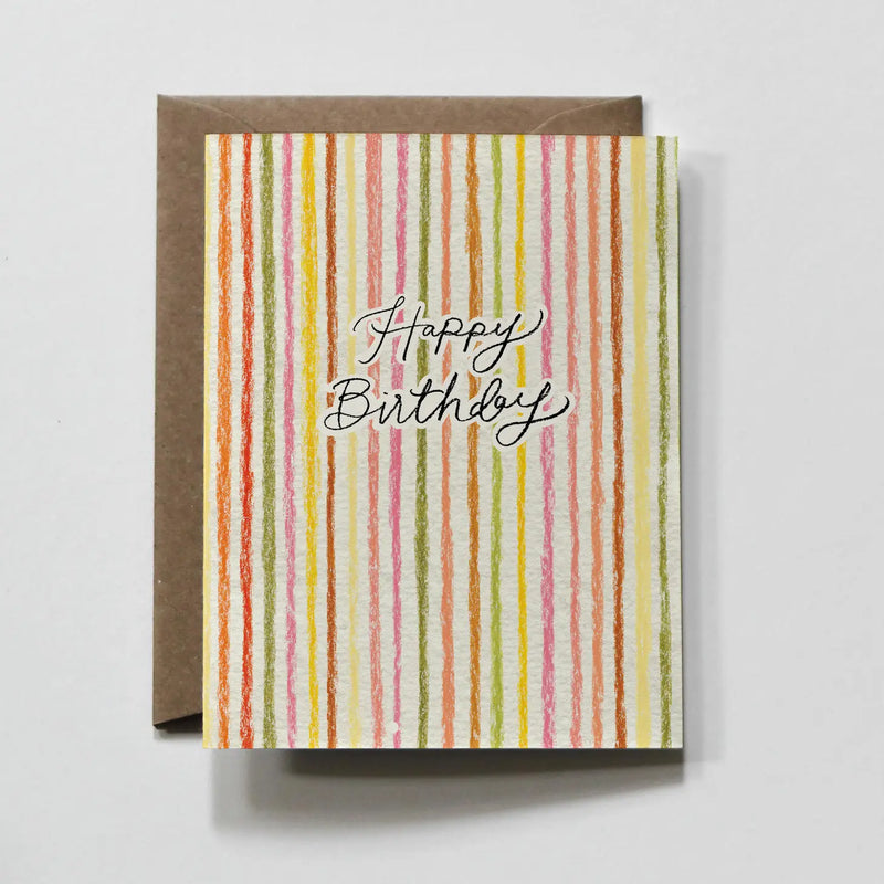 Fun Multicolor Striped Birthday Greeting Card - JoeyRae
