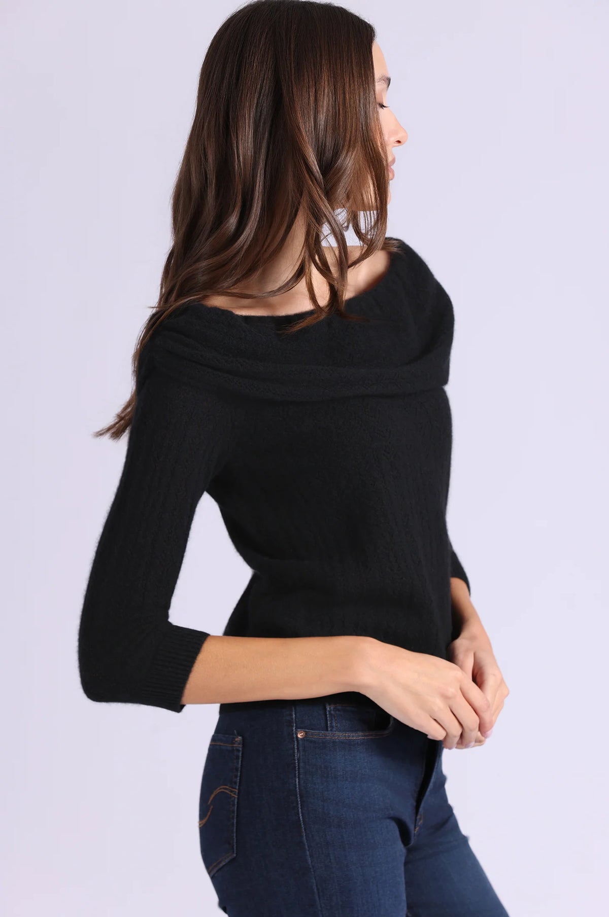 Cashmere Pointelle Off the Shoulder Top - JoeyRae