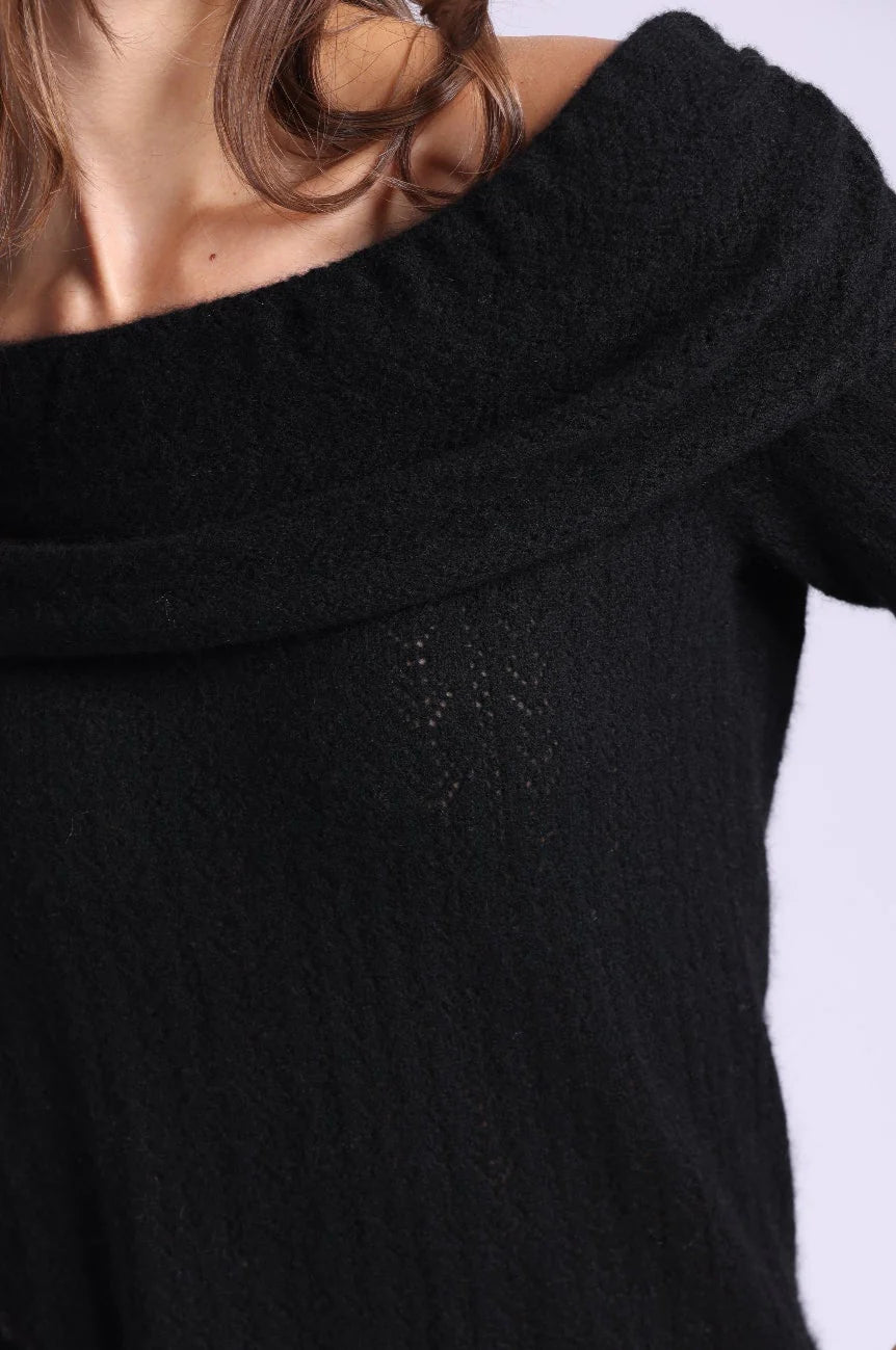 Cashmere Pointelle Off the Shoulder Top - JoeyRae