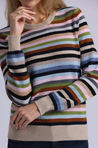 Cashmere Striped Long Sleeve Crew