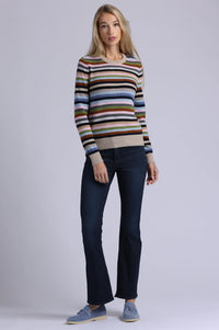 Cashmere Striped Long Sleeve Crew