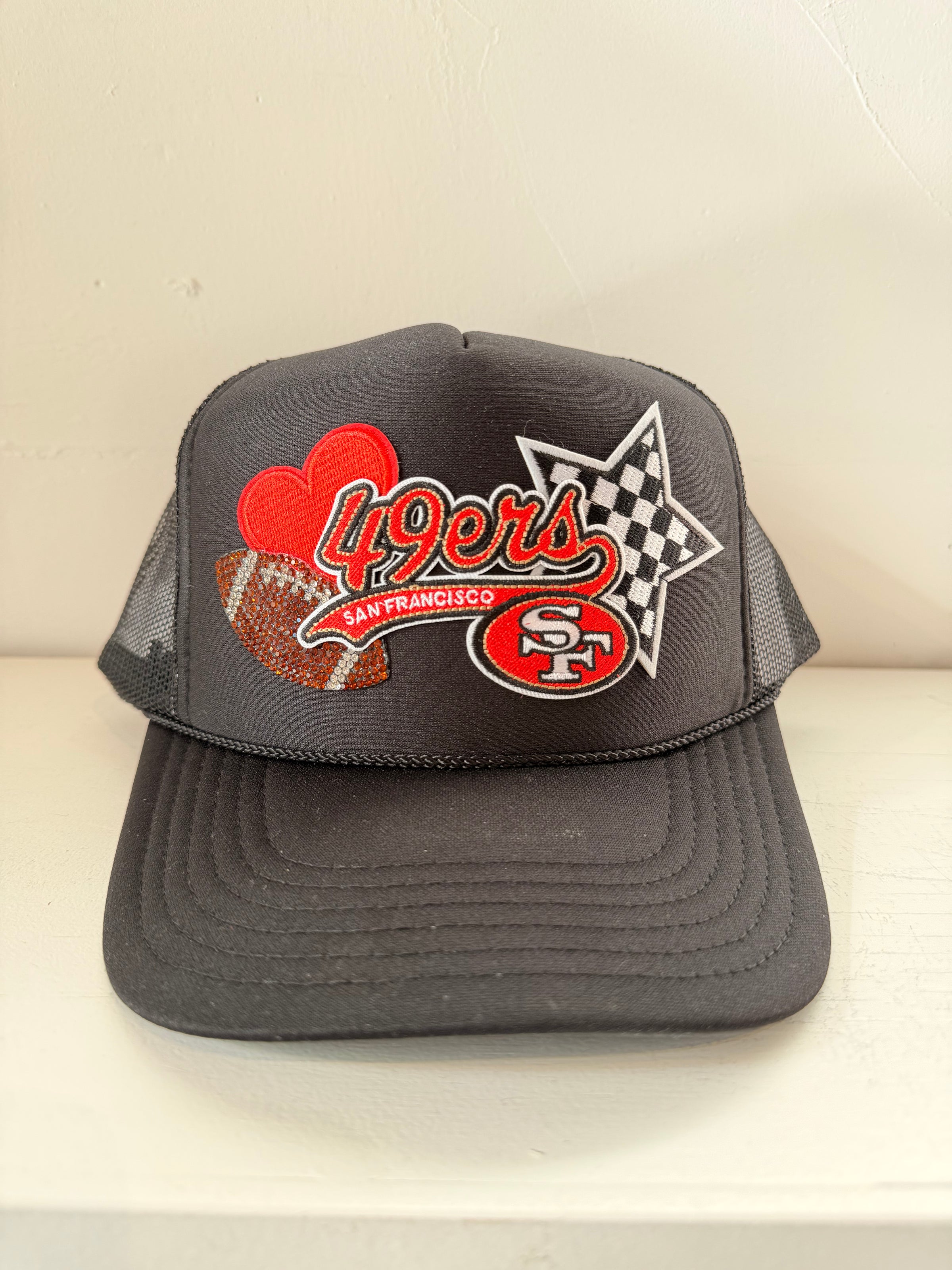 B&W Checker 49ers Trucker