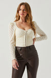 Leia Long Puff Sleeve Lace Top - JoeyRae