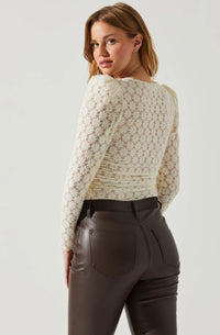 Leia Long Puff Sleeve Lace Top - JoeyRae