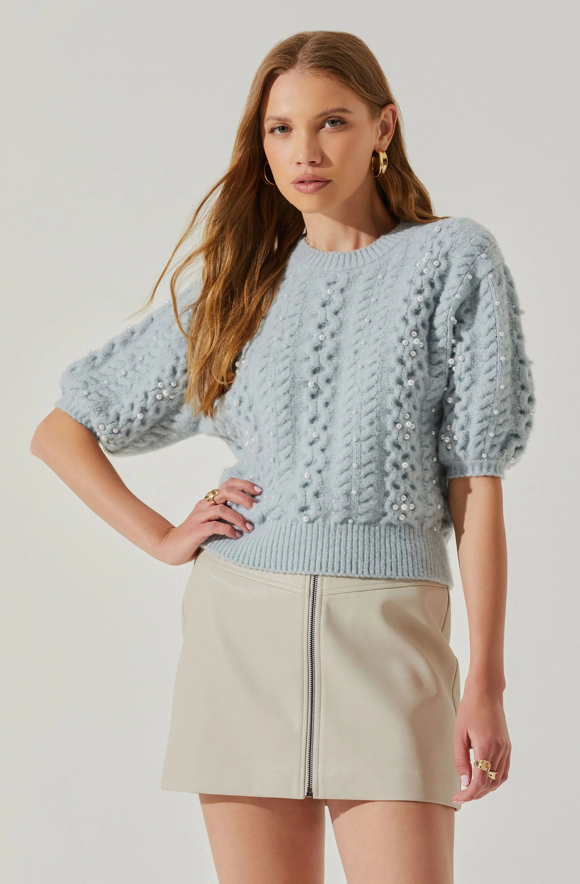 Koami Embellished Puff Sleeve Sweater - JoeyRae