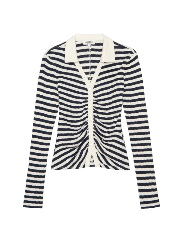 Ami Henley Pointelle Stripe - JoeyRae