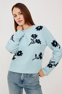 Anise Sweater Winter Blue Floral - JoeyRae