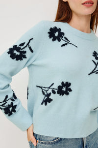 Anise Sweater Winter Blue Floral - JoeyRae