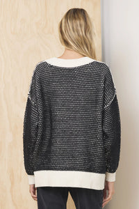 Honeycomb Knit V Neck Sweater