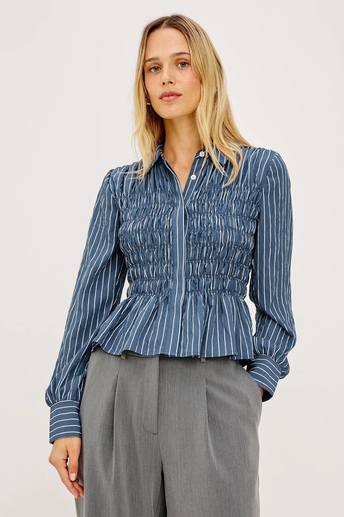 Bradshaw Shirt Washed Indigo Stripe - JoeyRae