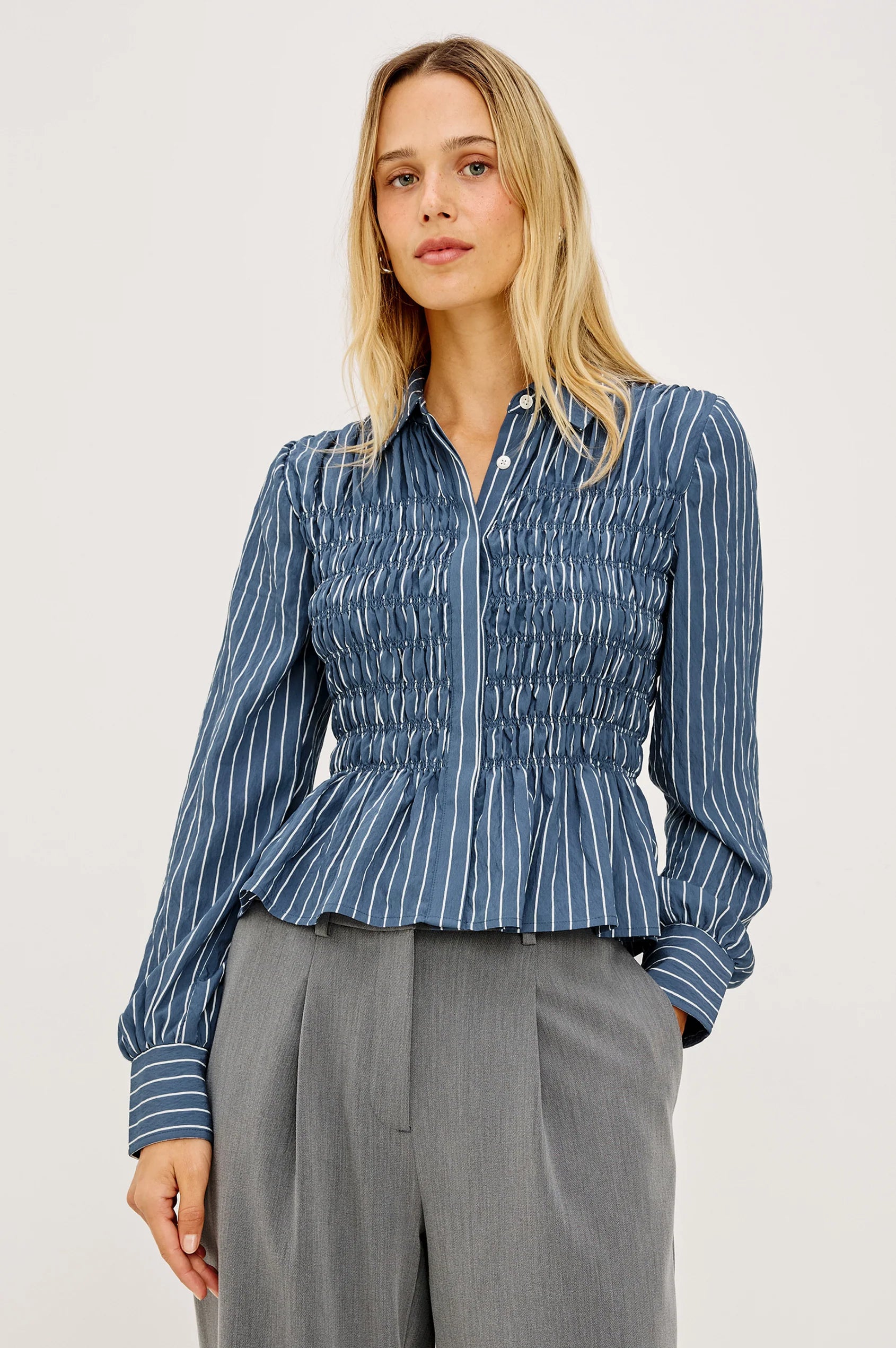 Bradshaw Shirt Washed Indigo Stripe