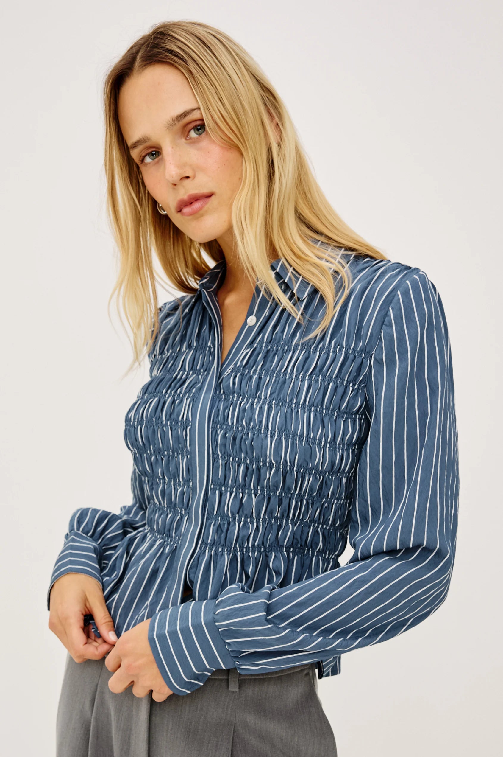 Bradshaw Shirt Washed Indigo Stripe