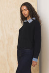 Black & Denim Cropped Sweater