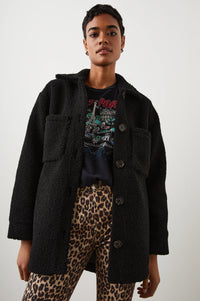 Connie Shirt Jacket Black Teddy - JoeyRae