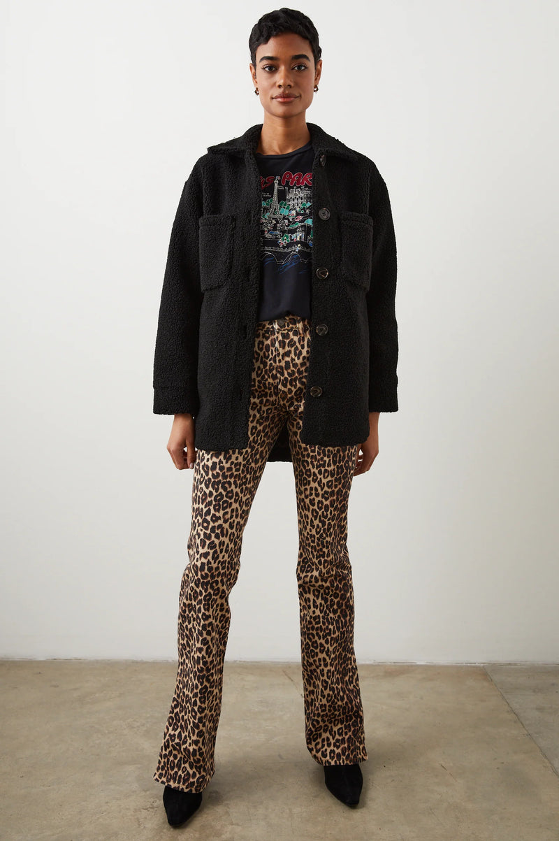 Connie Shirt Jacket Black Teddy - JoeyRae