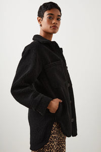 Connie Shirt Jacket Black Teddy - JoeyRae