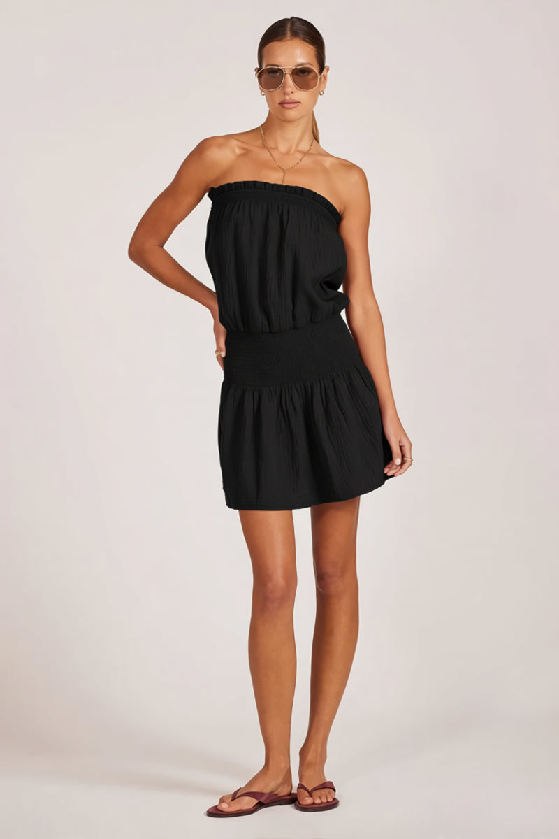 Smocked Tube Dress M / Black