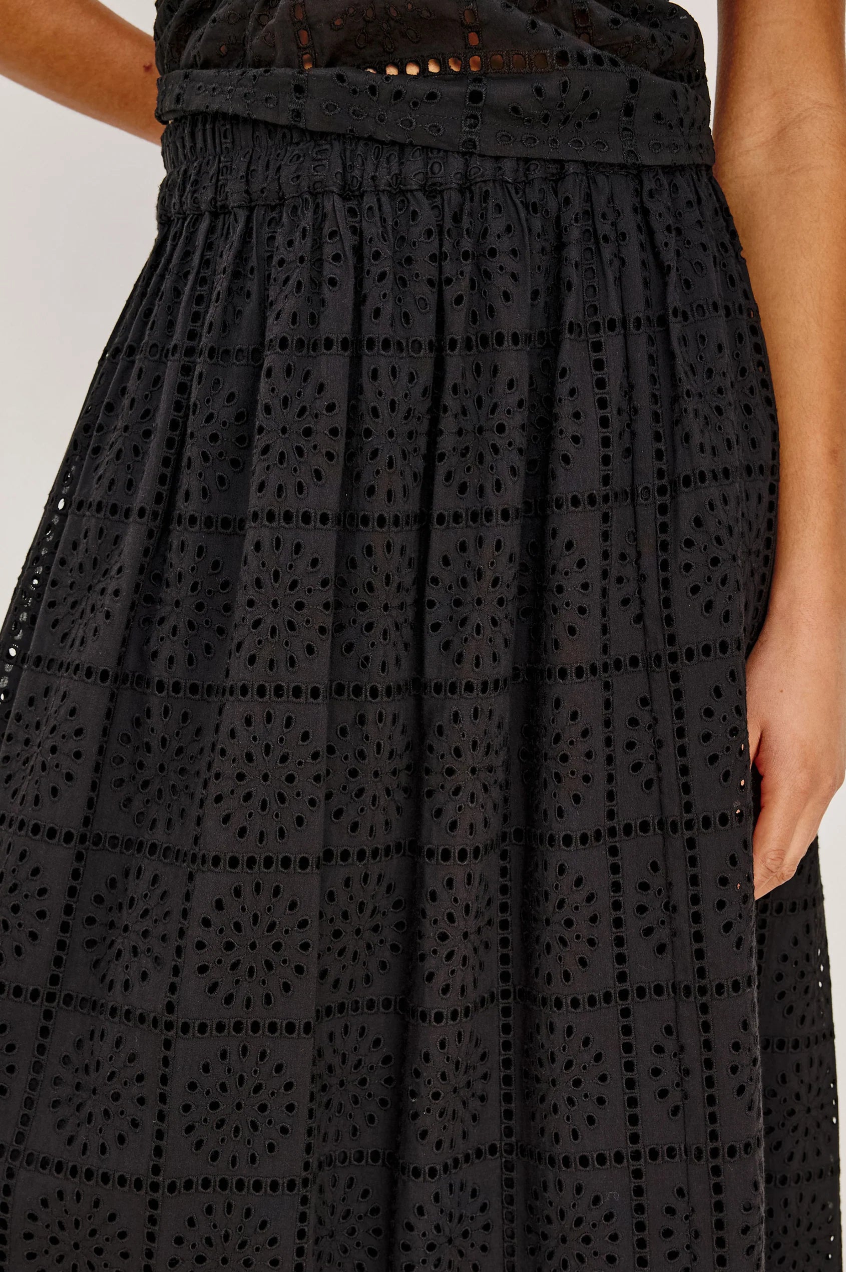 Dax Skirt Black Grid Embroidery - JoeyRae