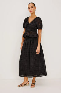 Dax Skirt Black Grid Embroidery - JoeyRae