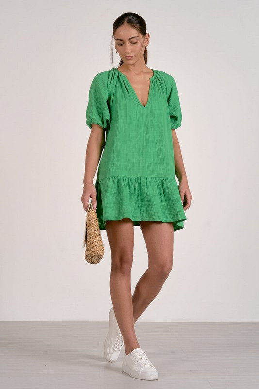 Textured Puff Sleeve Dress - JoeyRae