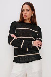 Evangeline Sweater Black Linen Stripe