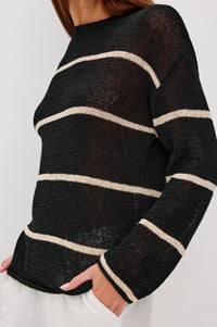 Evangeline Sweater Black Linen Stripe