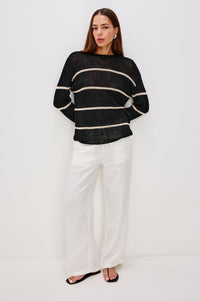 Evangeline Sweater Black Linen Stripe