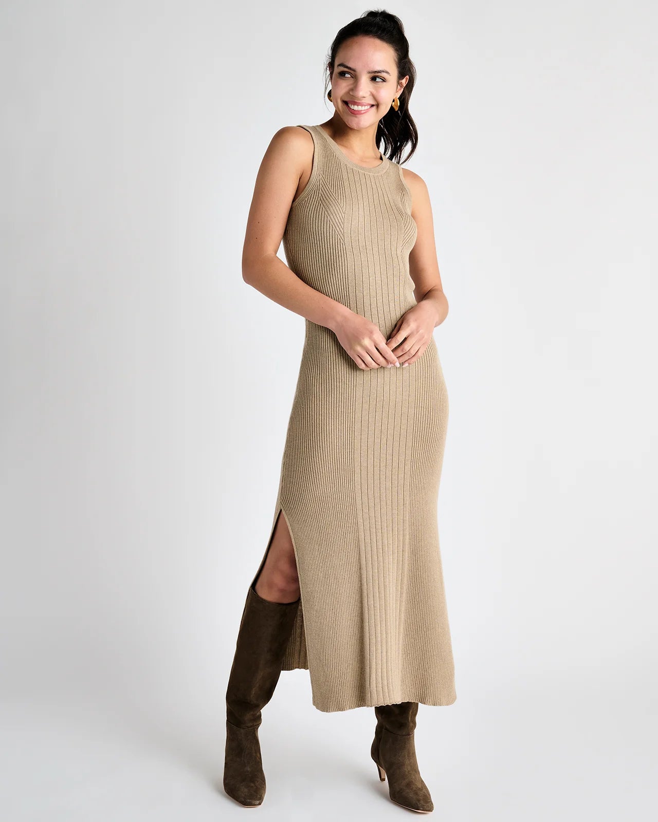 Trina Sweater Dress Heather Camel - JoeyRae