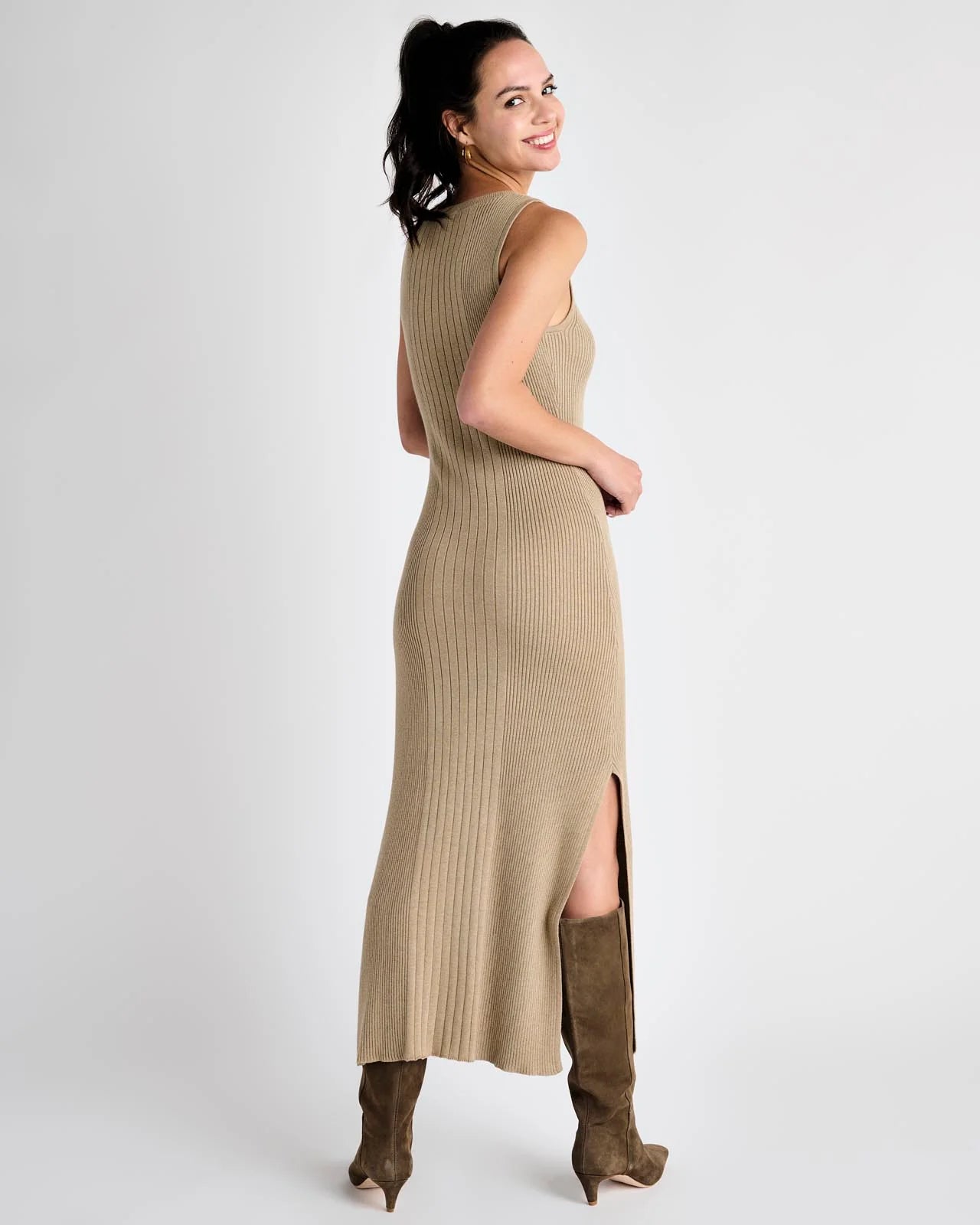 Trina Sweater Dress Heather Camel - JoeyRae
