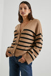 Geneva Cardigan Camel Black Stripe - JoeyRae