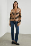Geneva Cardigan Camel Black Stripe - JoeyRae