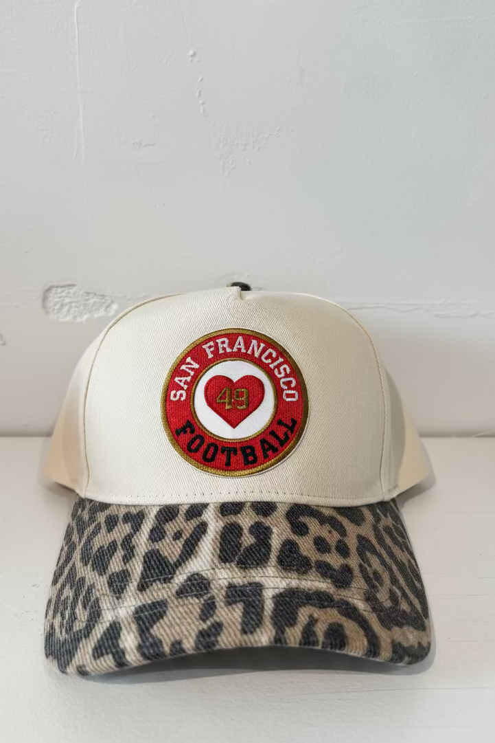SF Football Washed Leopard Cotton Trucker Hat