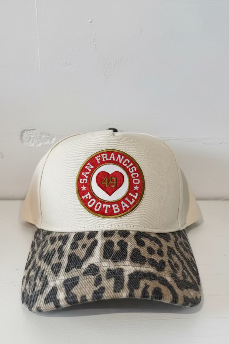SF Football Washed Leopard Cotton Trucker Hat - JoeyRae