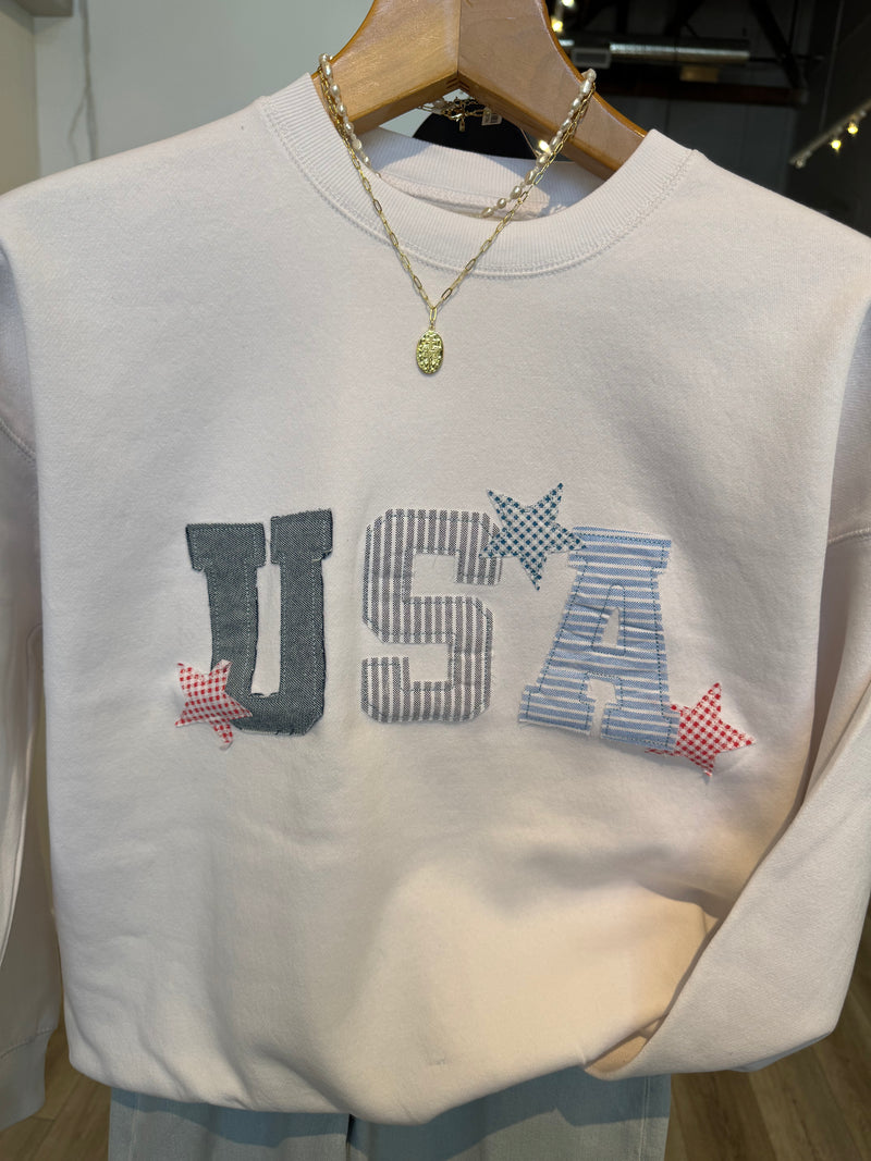 USA Crewneck Applique Sweatshirt - JoeyRae