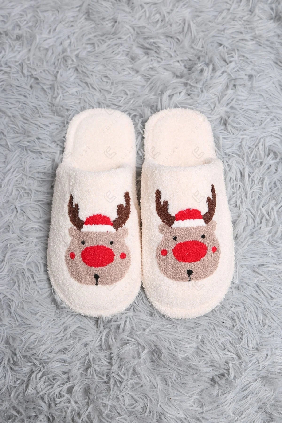 Reindeer Embroidered Luxe Soft Slippers