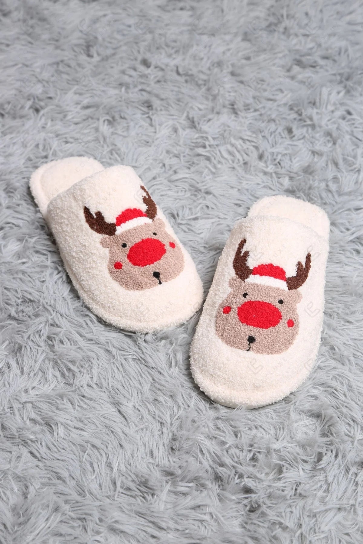 Reindeer Embroidered Luxe Soft Slippers