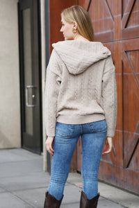 Ribbed Luxe Hooded Zipper Sweater
