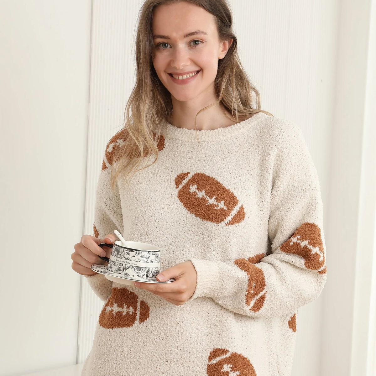 Luxe Football Crew Neck Sweater - JoeyRae
