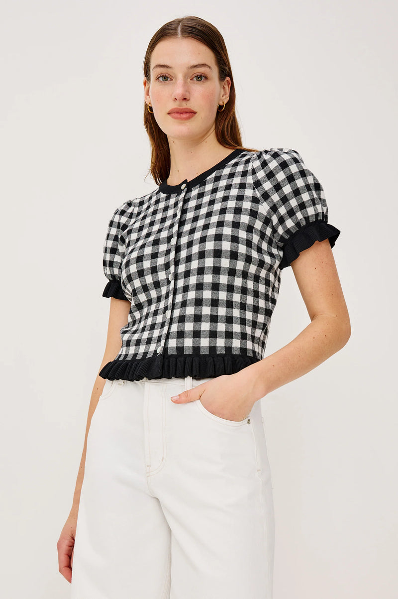 Lora Top Black White Gingham - JoeyRae